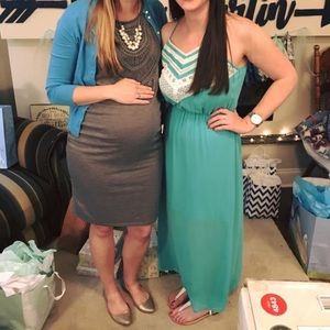 Bohoblu Light Blue Maxi Dress with White Lace Top, size medium 💙